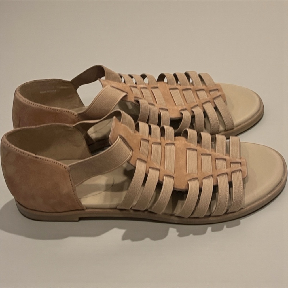 Eileen Fisher Tan Rato Casual Elastic Gladiator Sandals Flats - Picture 3 of 5